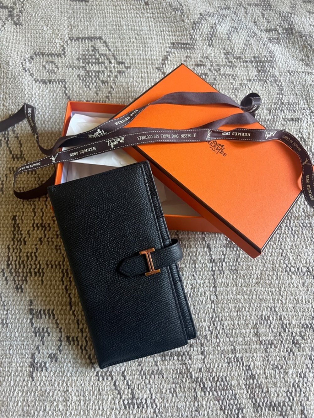 Black Togo Leather Hermes Bearn Wallet